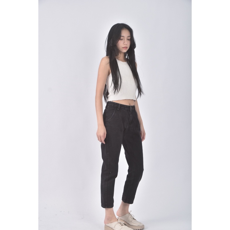 (M) evis jeans丹寧牛仔質感棉質黑色長褲二手衣, , large