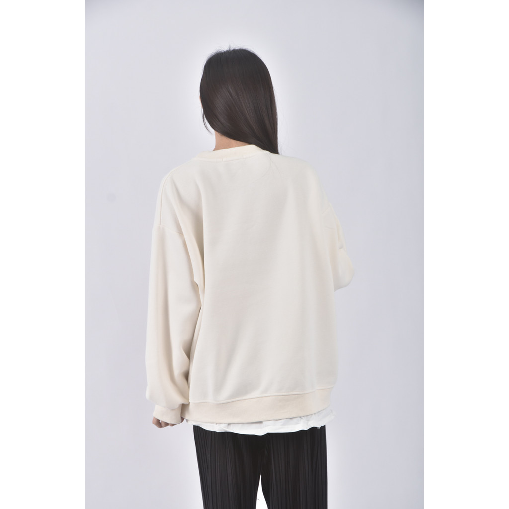 (XL) mm slx韓牌質感圓領假兩件杏色長袖上衣二手衣, , large