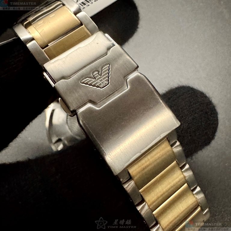 [星晴錶業]ARMANI手錶,44mm,AR00080墨綠色錶面金色錶殼金銀相間精鋼錶帶款, , large