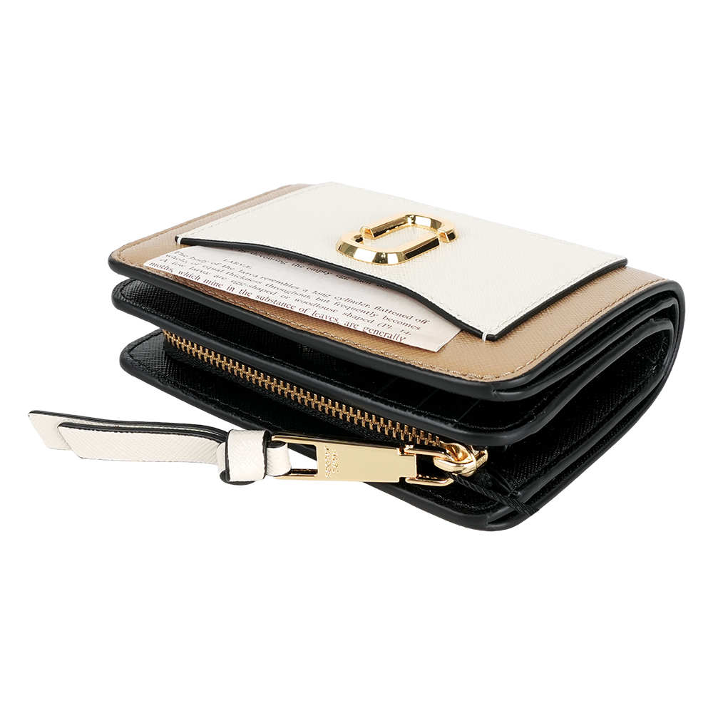 MARC  JACOBS The Snapshot 防刮皮革暗釦二折撞色短夾(駝色), , large