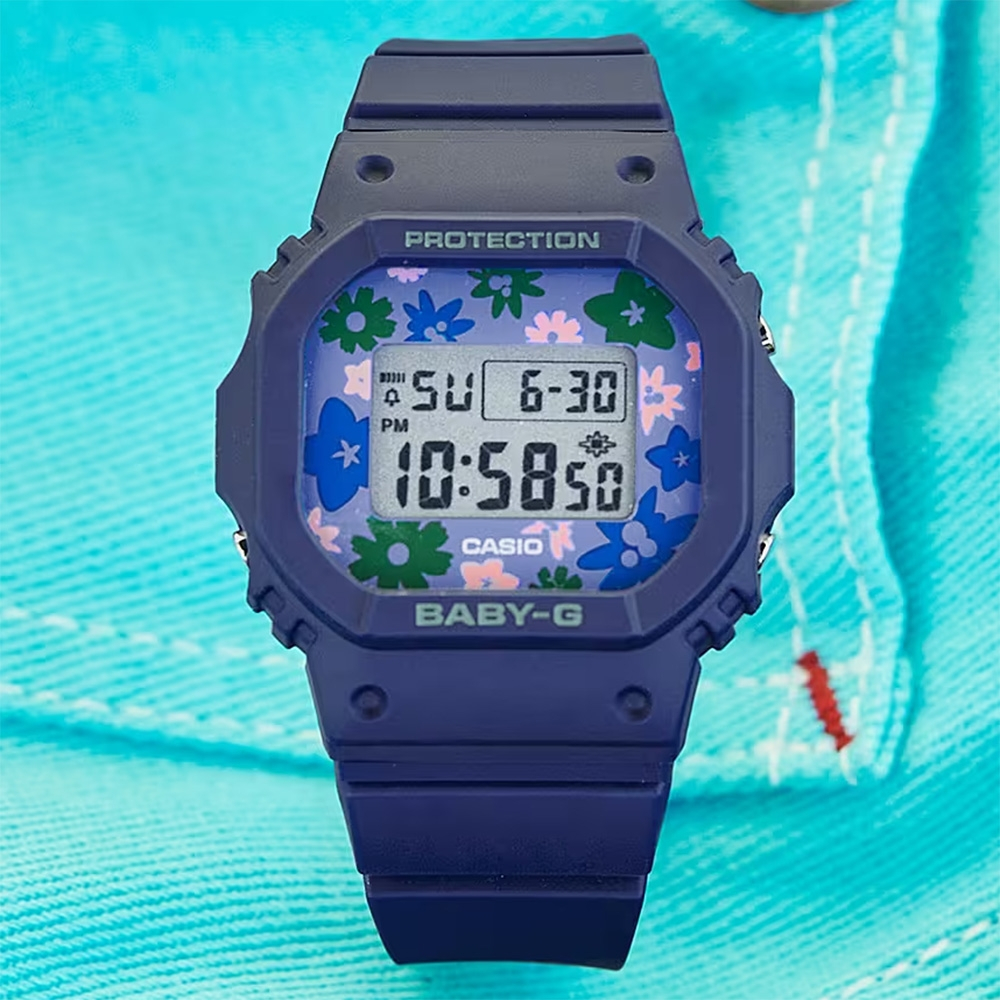 CASIO 卡西歐 BABY-G 花朵方形女錶電子錶 BGD-565RP-2, , large