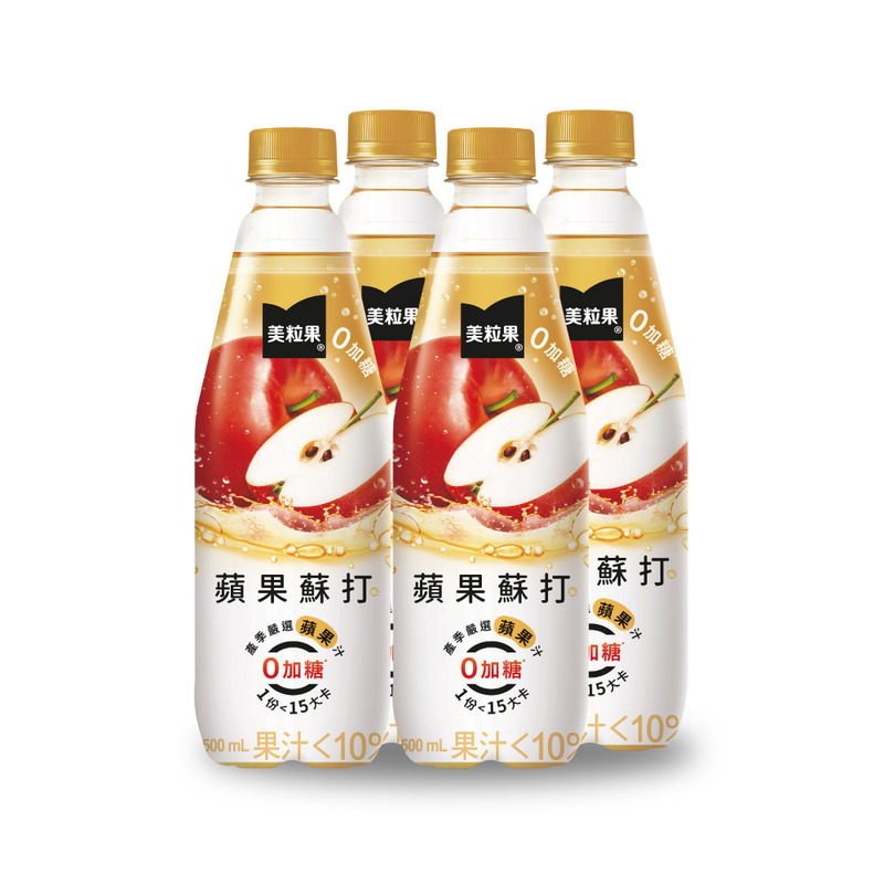 美粒果零加糖蘋果蘇打500ml, , large