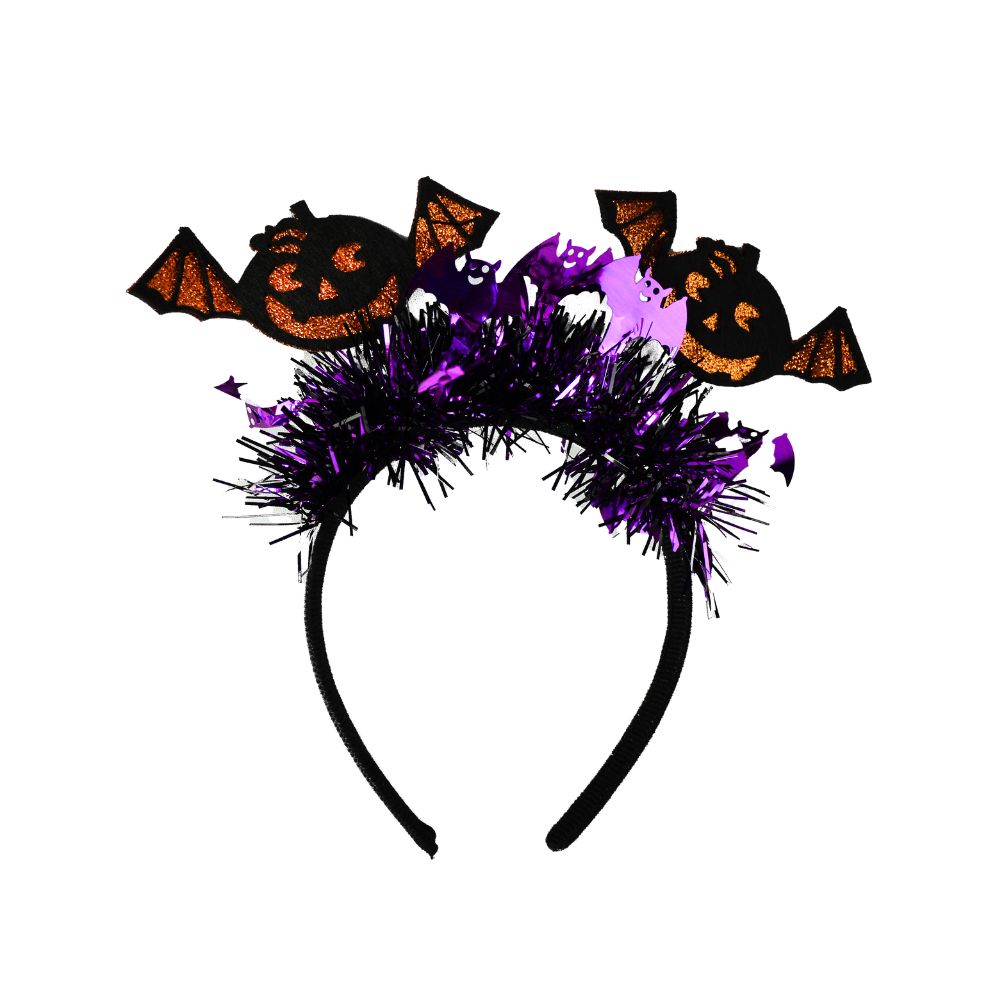 Pumpkin Bat Glitter Headband, , large