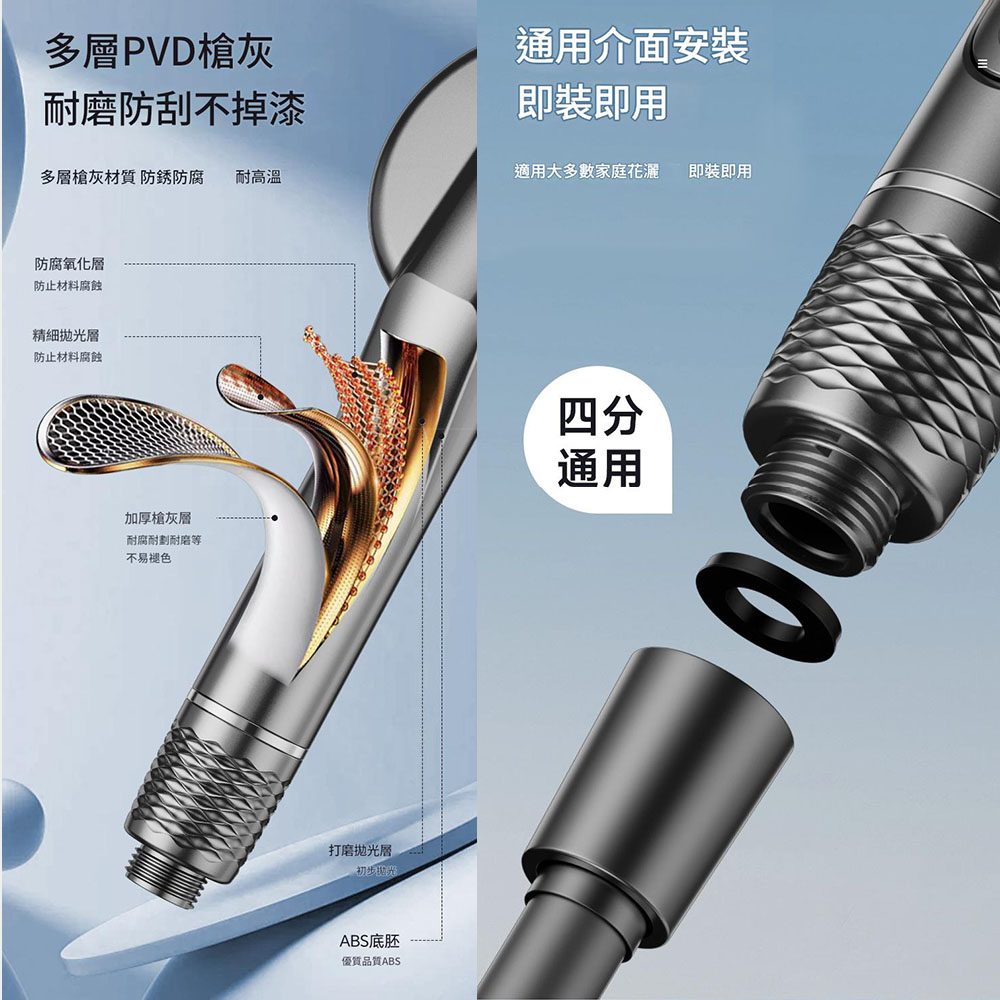 5-speed shower head with brush (filter included), , large