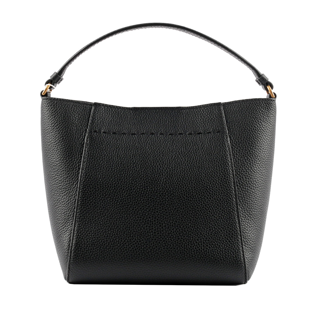 Tory Burch McGRAW 荔枝皮革小型水桶包/黑色, , large