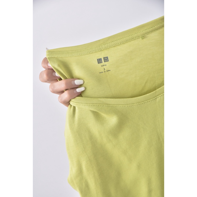 (S) uniqlo質感棉質綠色短袖上衣二手衣, , large