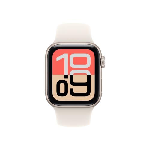 【預購排單】Apple Watch SE3 40mm 星光色鋁金屬錶殼 搭配 星光色運動錶帶 GPS 2025 (S/M)  _ 台灣公司貨 + 專用【錶貼＆錶背蓋】, , large