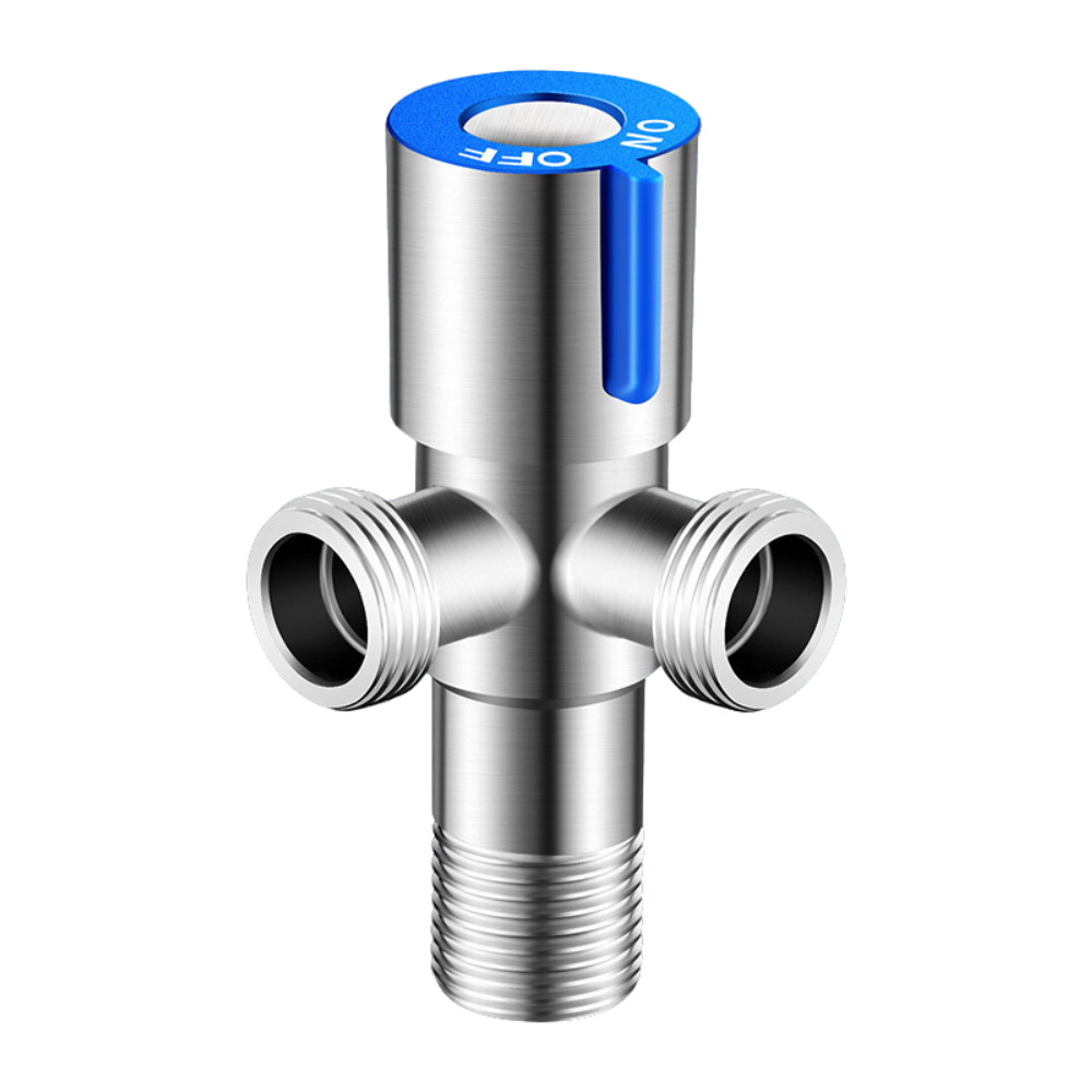 水龍頭省水閥藍色一進二出 90度, , large
