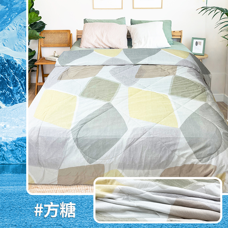 【多利寶寢具】Indian_涼爽紗親膚夏涼感被/空調被/冷氣被/涼被-方糖, , large