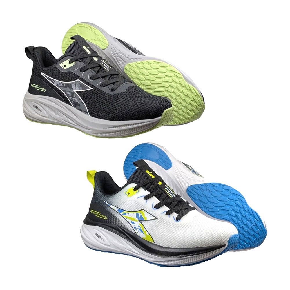 DIADORA迪亞多那 專業避震慢跑鞋 男運動鞋 男鞋 時尚 寬楦 輕盈 透氣 厚底 吸震 回彈 止滑 穩定 黑灰 白黑