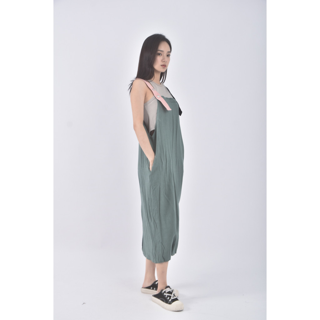 (F) 質感吊帶綠色長裙二手衣, , large