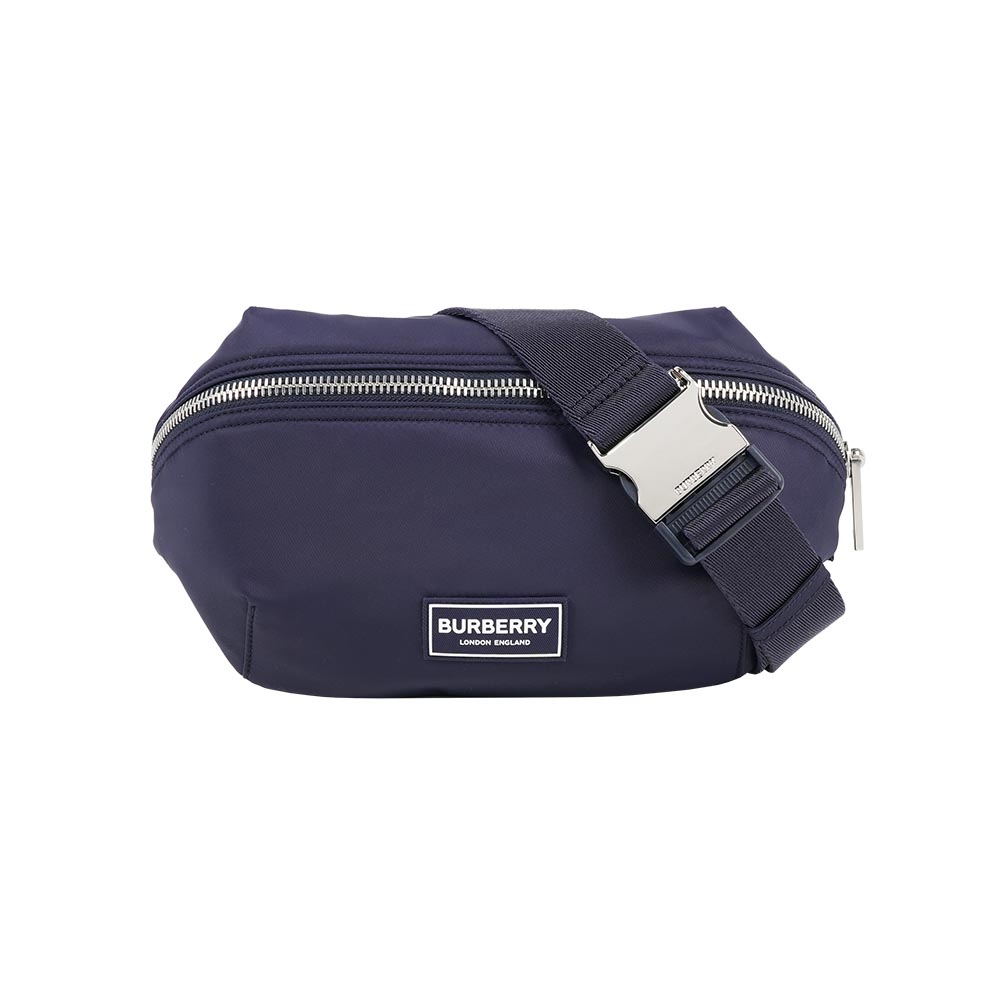 BURBERRY Talbot 白色方形標誌尼龍帆布腰包/胸口包(海軍藍), , large