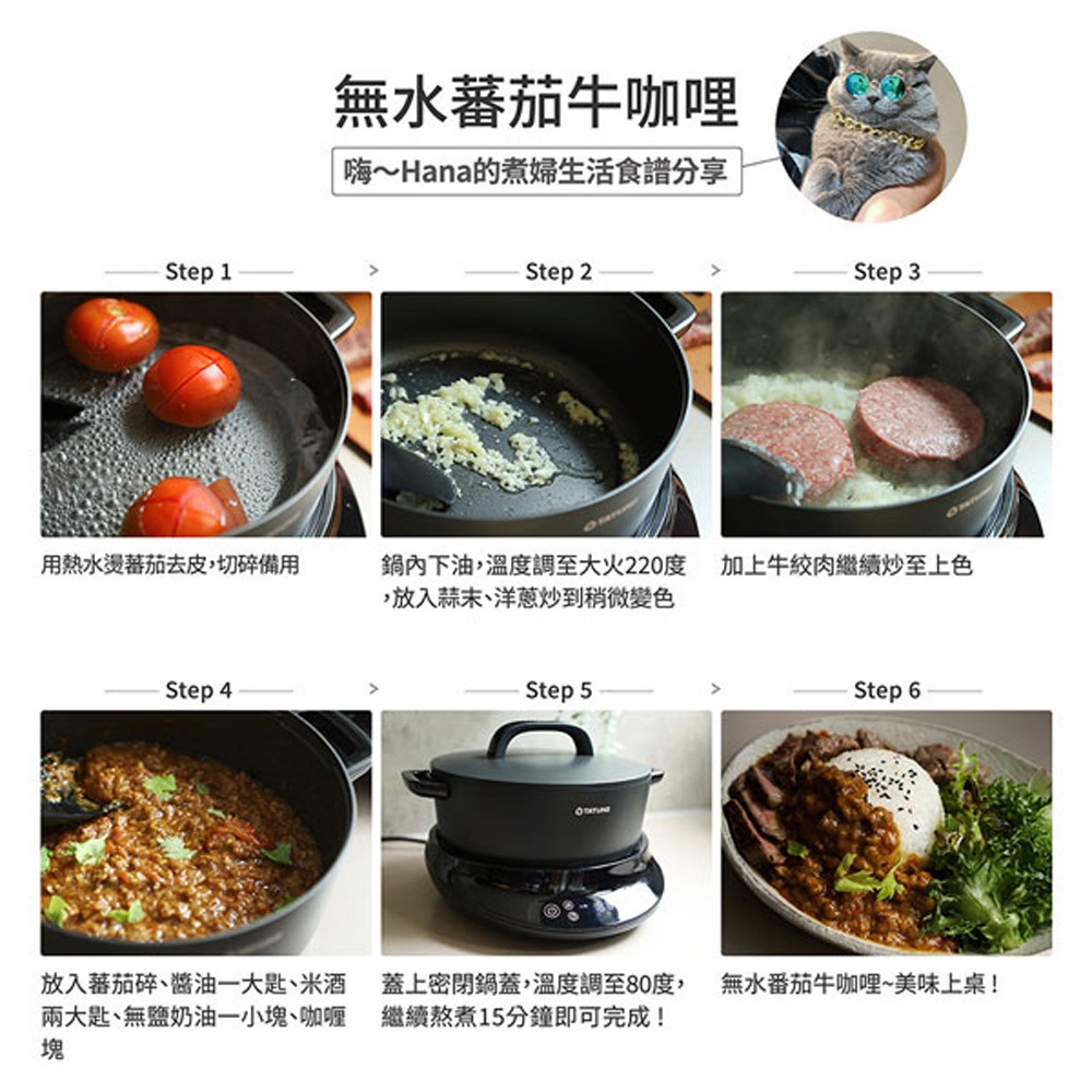 TATUNG 大同 曜石灰 4L複合料理無水鍋 TSB-4021EA, , large