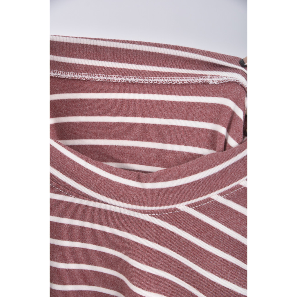 (M) 質感條紋粉色長袖上衣二手衣, , large