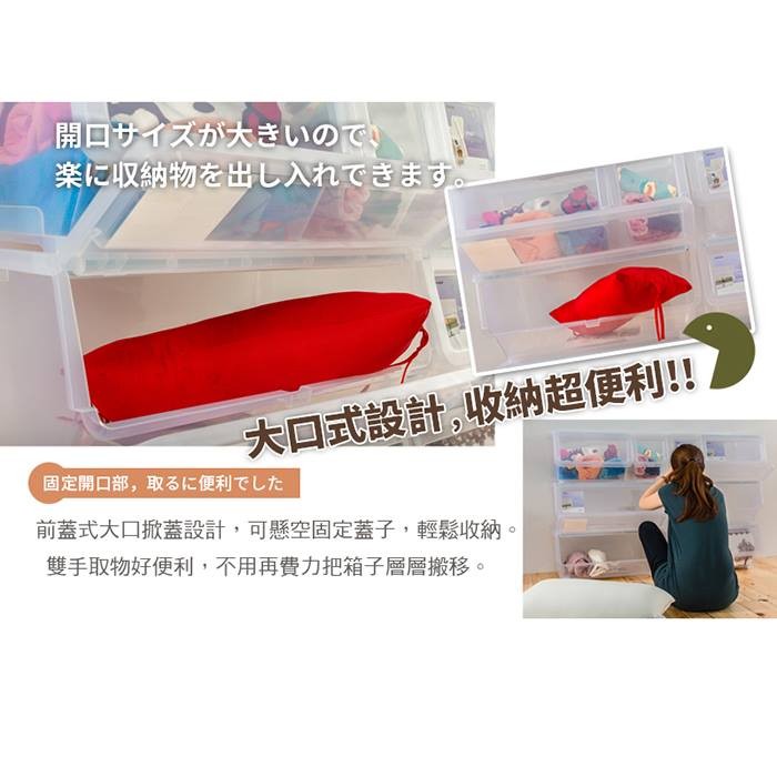 【Y HOUSE】Large-mouthed transparent white storage box Plastic storage box-medium size, , large
