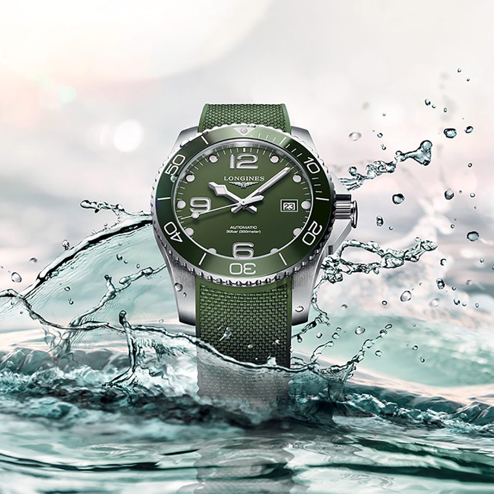 LONGINES 浪琴 深海征服者浪鬼陶瓷潛水機械錶-綠/43mm L37824069, , large
