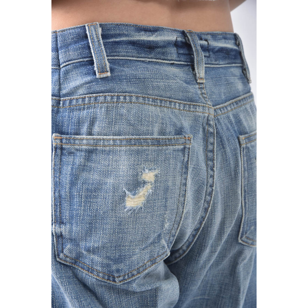 (L) 高腰丹寧牛仔破洞藍色長褲二手衣, , large