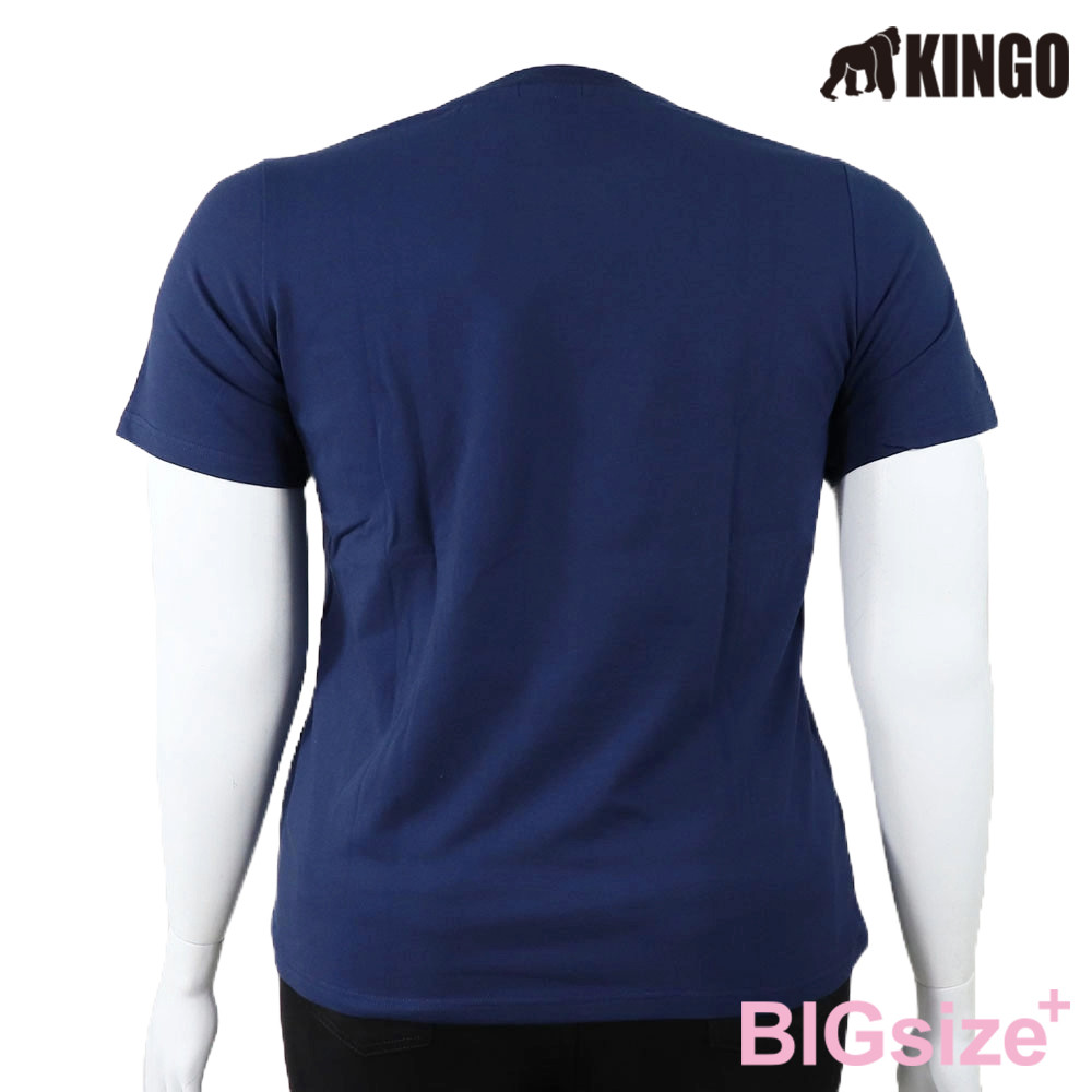KINGO-大尺碼-女款 圓領T恤-丈青-514114, , large
