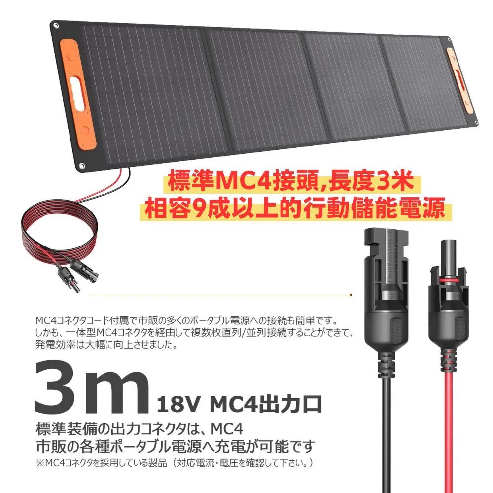 GOODGOODS 200W Solar Charging Panel (Japan) - Foldable Portable for Camping, Outdoor Activities, and Disaster Prevention, , large
