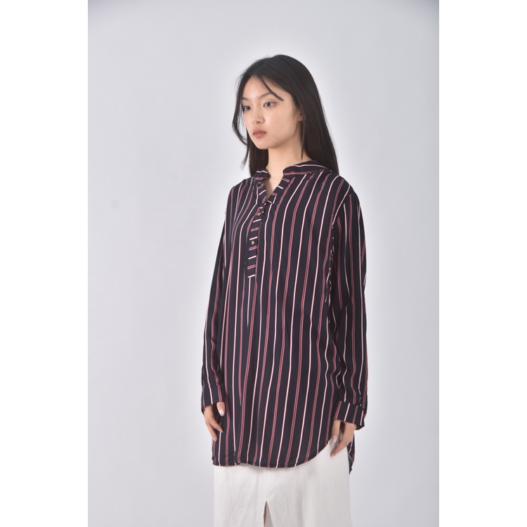 (XL) 條紋黑色長袖上衣二手衣, , large