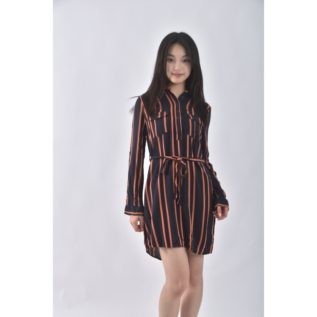 (S) cotton on條紋黑色綁帶洋裝二手衣, , large
