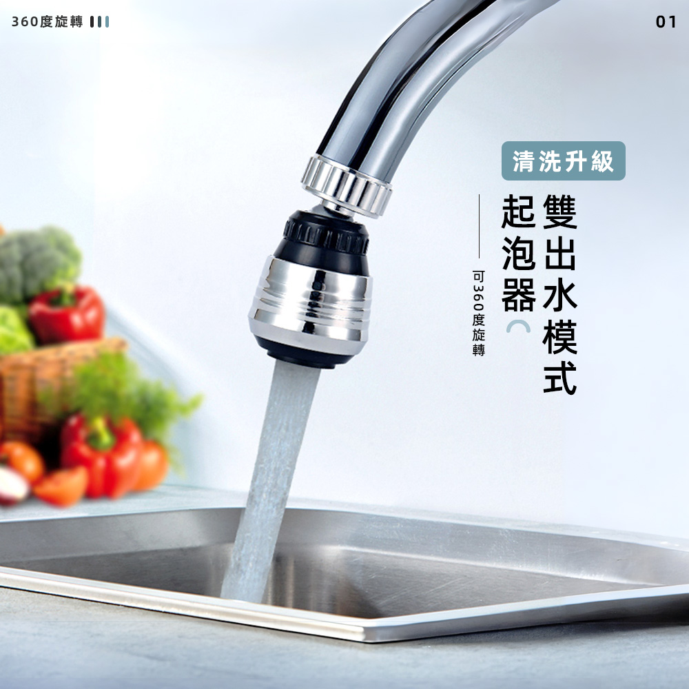 【上手家居】加長萬向水龍頭-銀色+白色(旋轉水龍頭/防濺水龍頭/水龍頭花灑/省水水龍頭/增壓水龍頭/360度水龍頭), , large