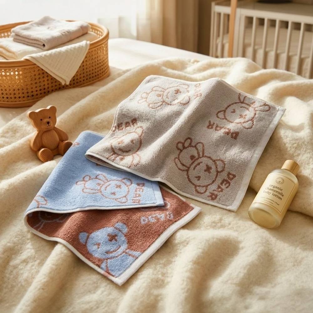 凱美棉業 | 7入組 隨機出色 純棉無捻紗 吸水童巾/擦澡巾/洗臉巾-龐克小熊, , large