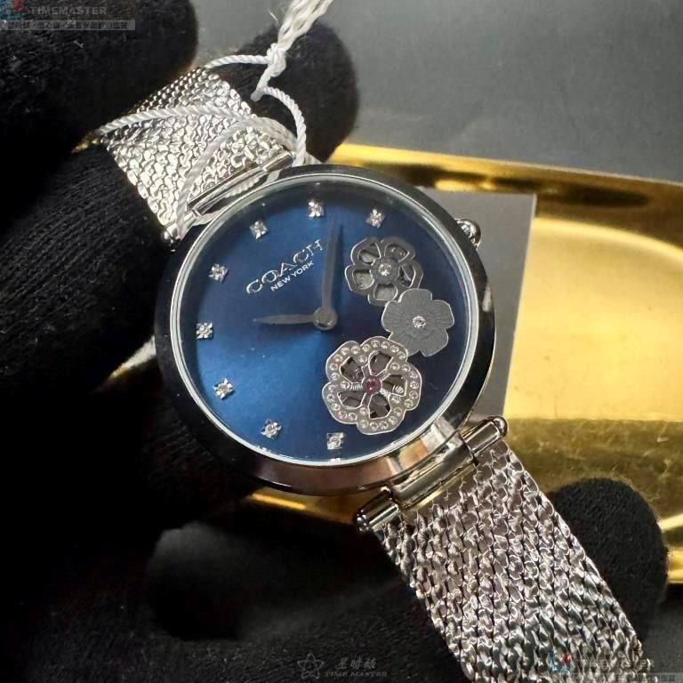 [星晴錶業]COACH手錶,34mm,CH00260銀寶藍色錶面銀錶殼銀色米蘭錶帶款, , large