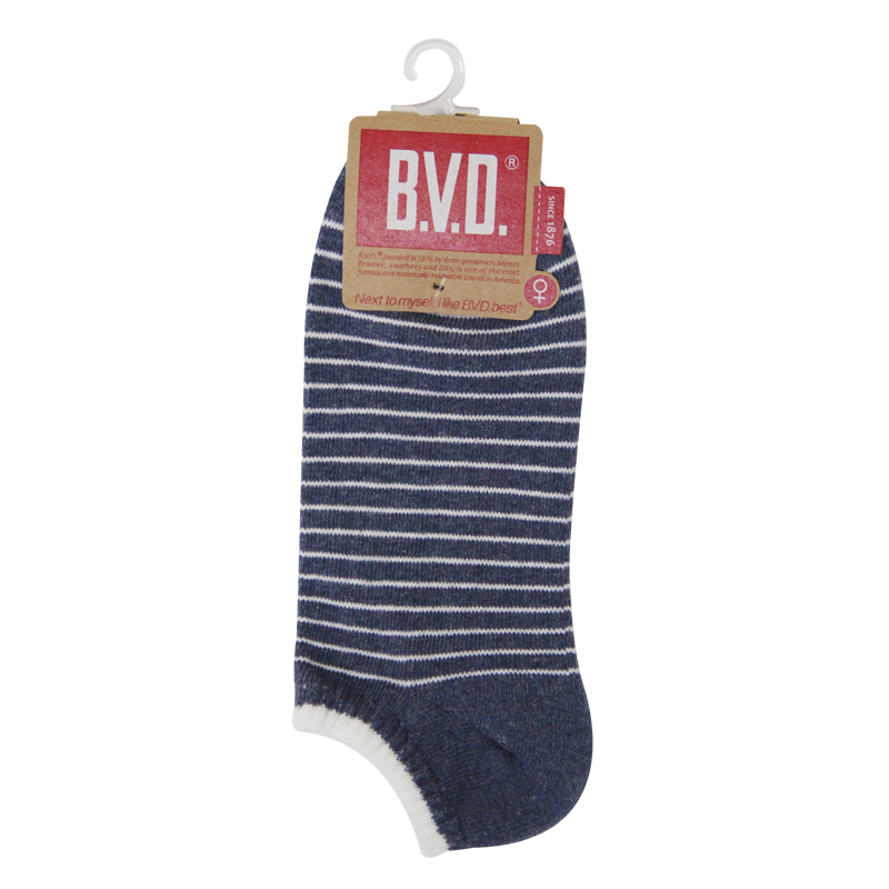 BVD條紋毛巾底女踝襪, , large