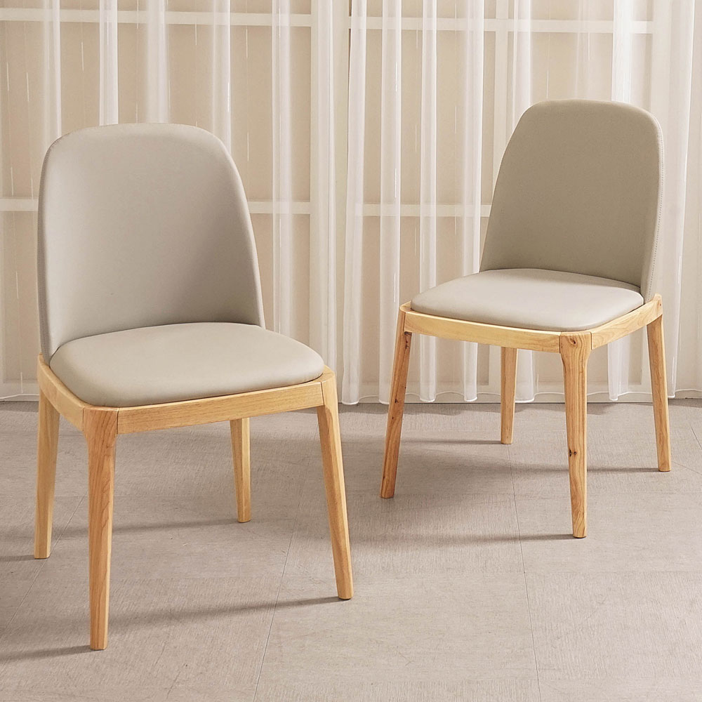 【Homelike】喜家居皮面餐椅-2入組(原木色)(2324)