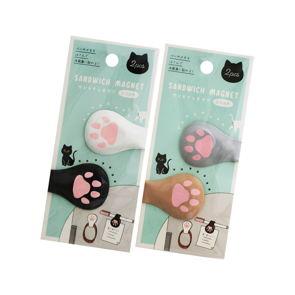 日本進口貓掌造型可彎折磁鐵夾-2入x4組, , large