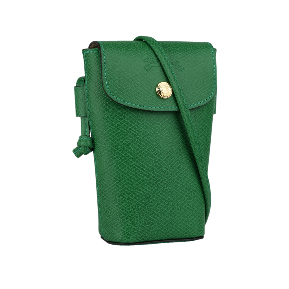 LONGCHAMP EPURE 翻蓋牛皮手機包/綠色, , large