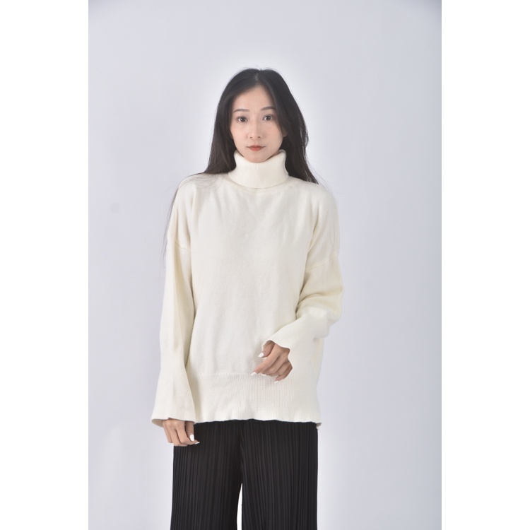 (F) 【國泰航空永續合作】質感高領白色長袖上衣二手衣, , large