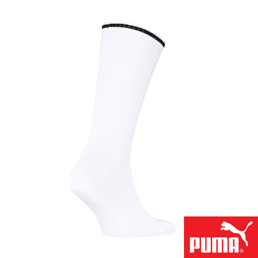 PUMA 男女款中筒襪1雙裝 彪馬 跳豹 男襪 女襪 襪子 運動襪 小腿襪 棉襪 柔軟 棉質 舒適 高彈 耐磨 黑 白, 白,39-42(EU)/25-27(cm), large