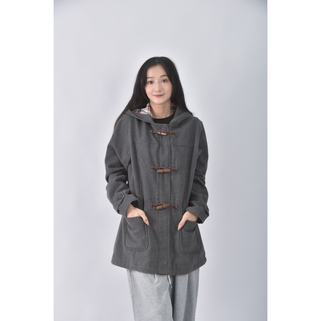 (XL) lativ質感格紋灰色外套二手衣, , large