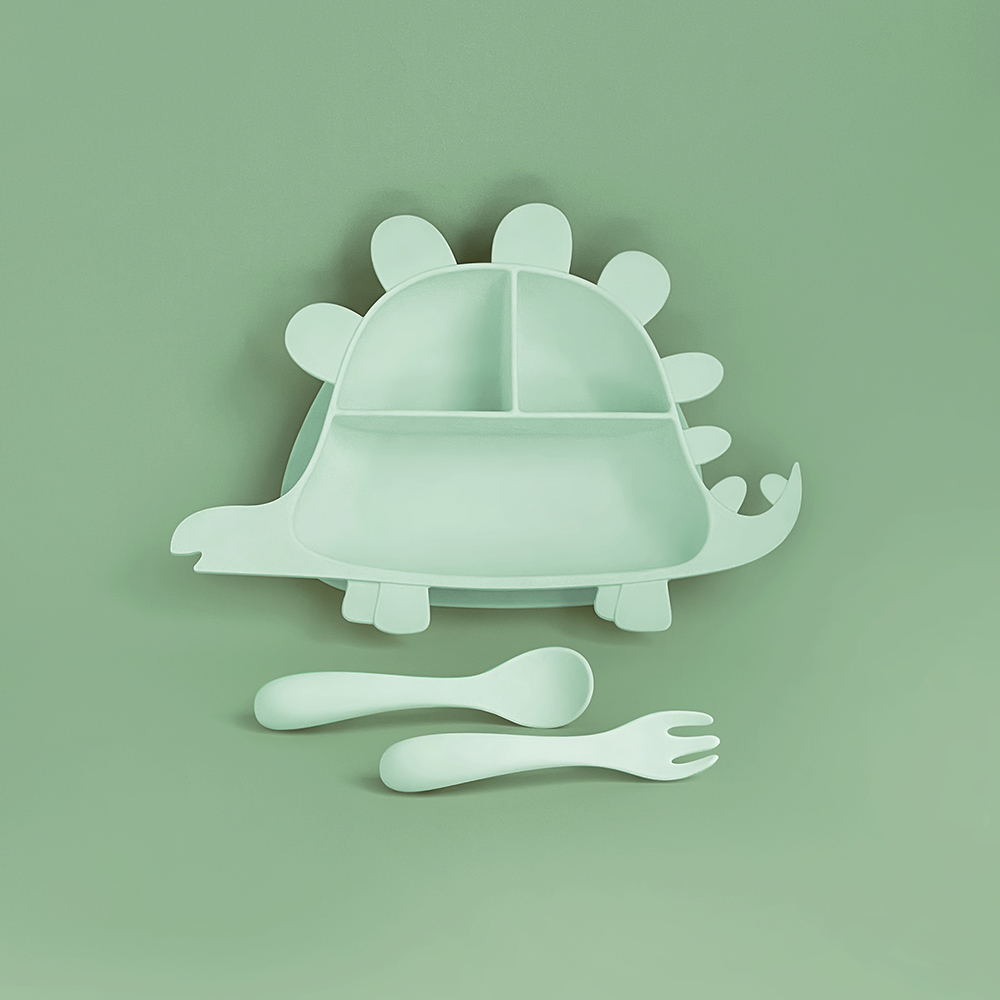 Jurassic Dinosaur Learning Plate Utensils Set - Triceratops, , large