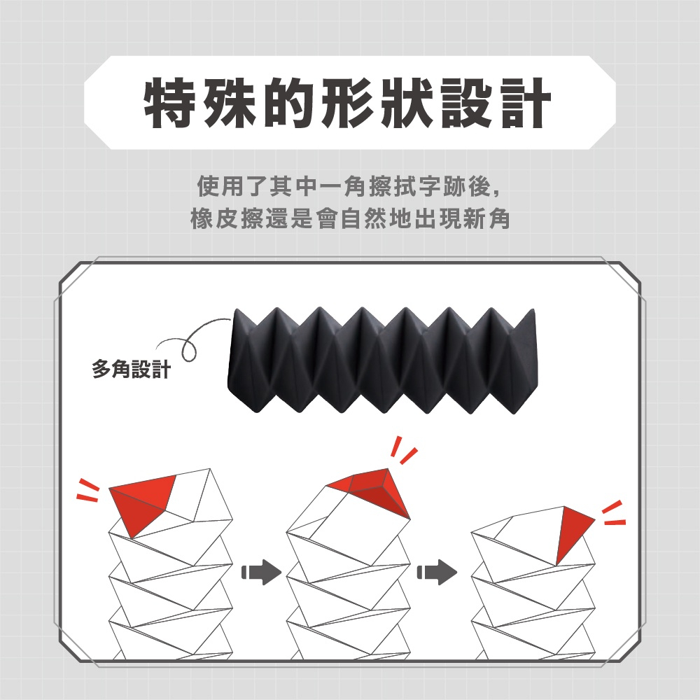 【sun-star】多角形鋸齒橡皮擦  擦布 擦子 塑膠擦 修正 細節擦(日本進口)*黑, , large