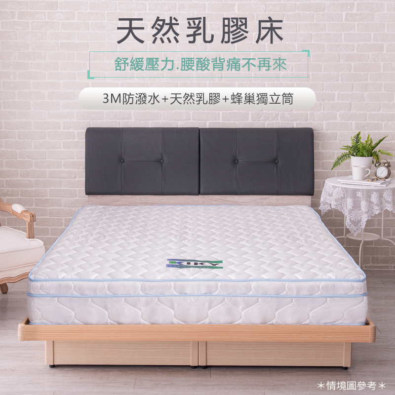 【KIKY】二代西雅圖3M防潑水+乳膠蜂巢獨立筒床墊6尺, , large