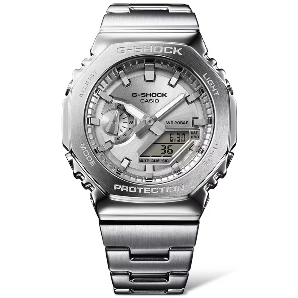 CASIO 卡西歐 G-SHOCK 金屬光系列八角雙顯電子錶手錶 GM-2110D-7A, , large