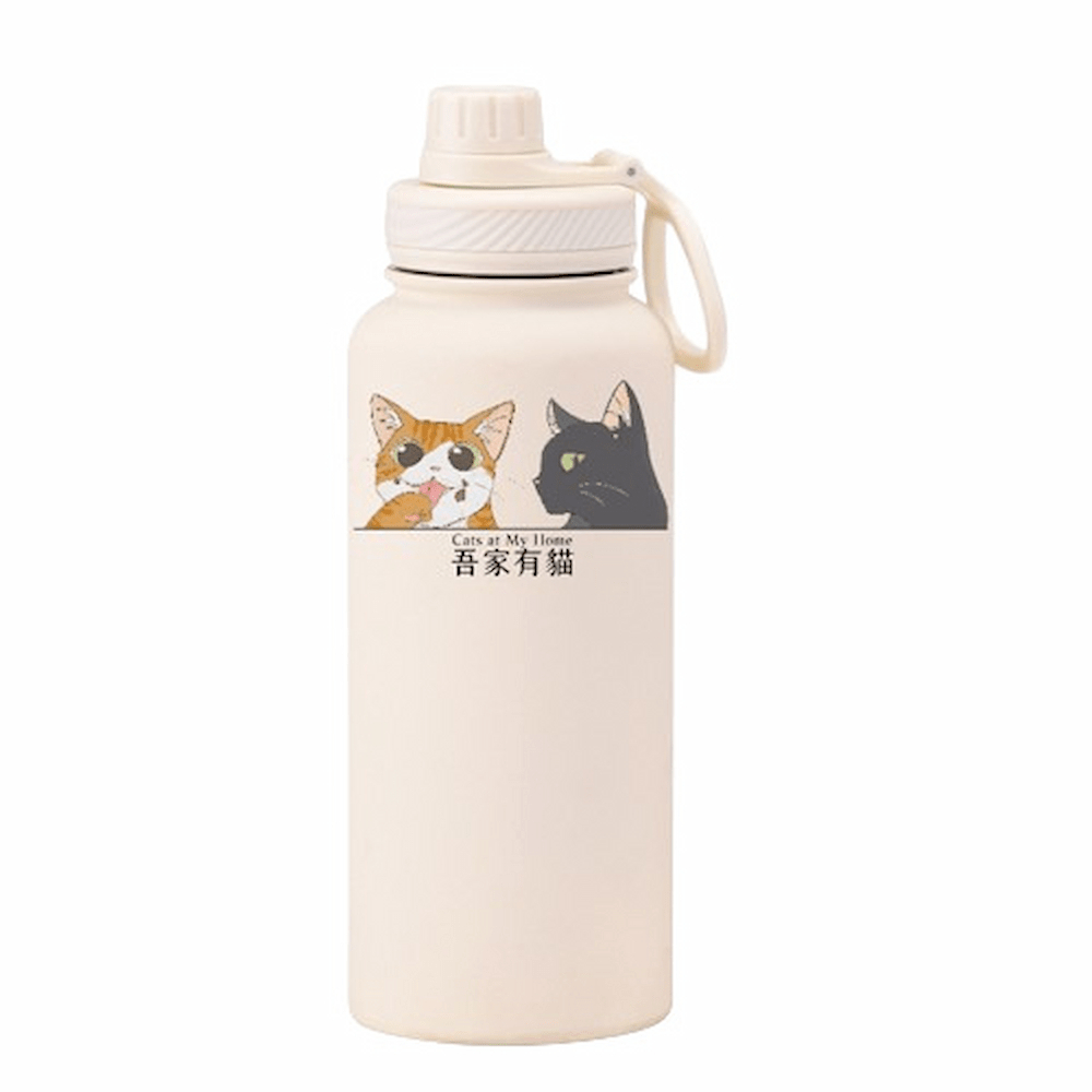 【吾家有貓】吾家有貓運動水壺陶瓷款 1000ML-象牙白, , large