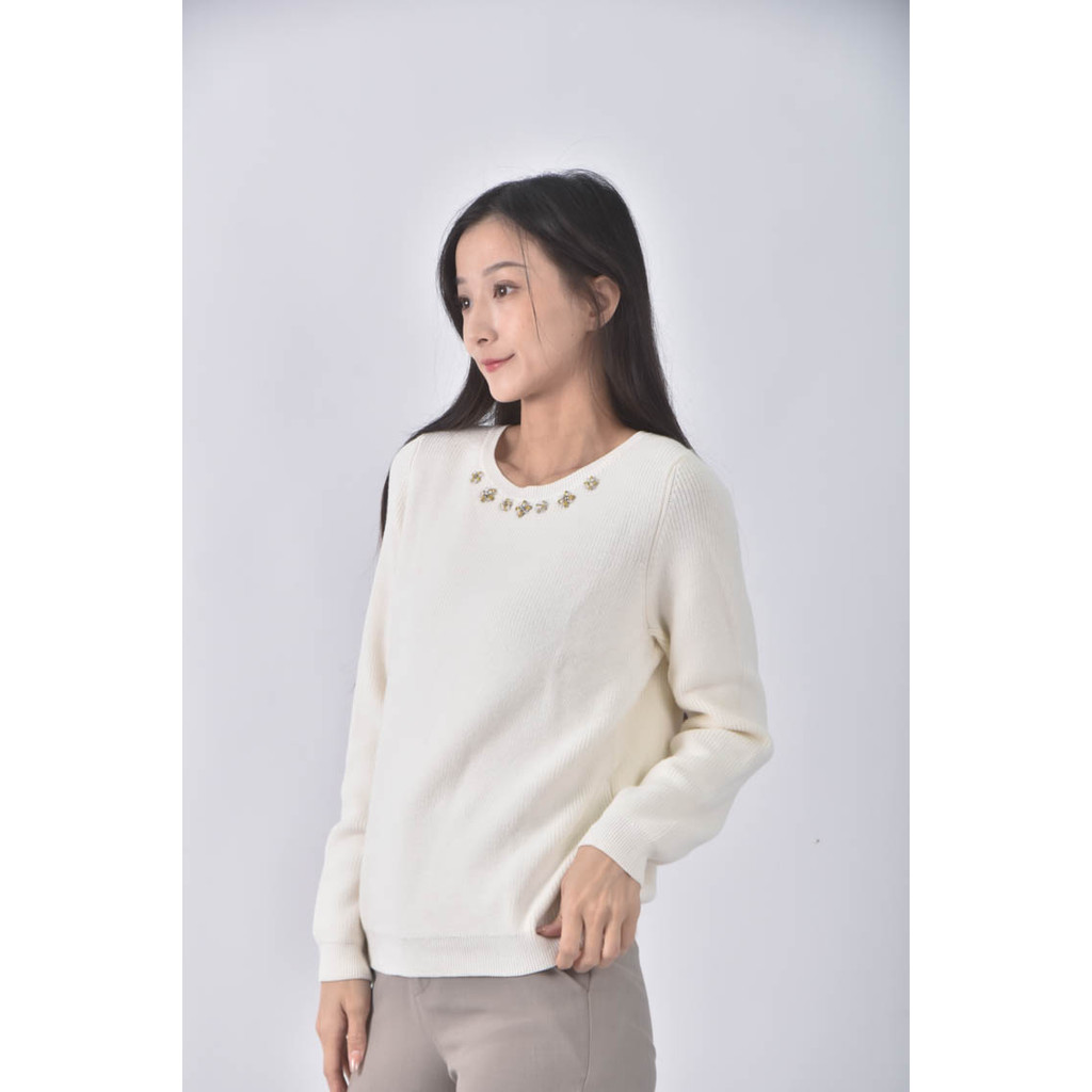 (S) apuweiser-riche棉質珠珠黃色長袖上衣二手衣, , large