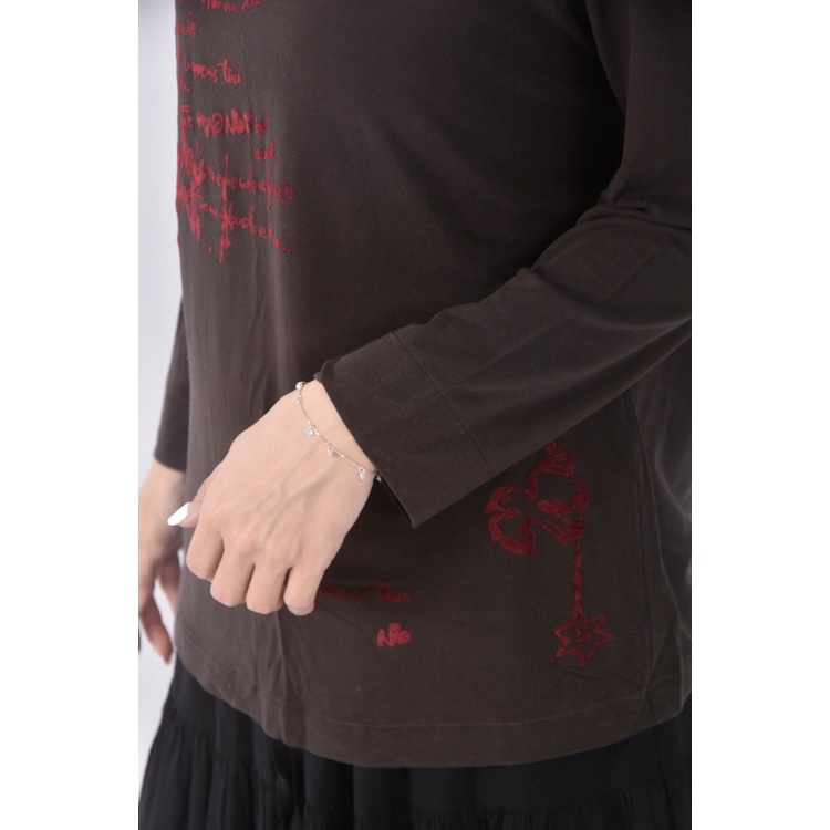 (S) grand onil圖案棕色長袖上衣二手衣, , large