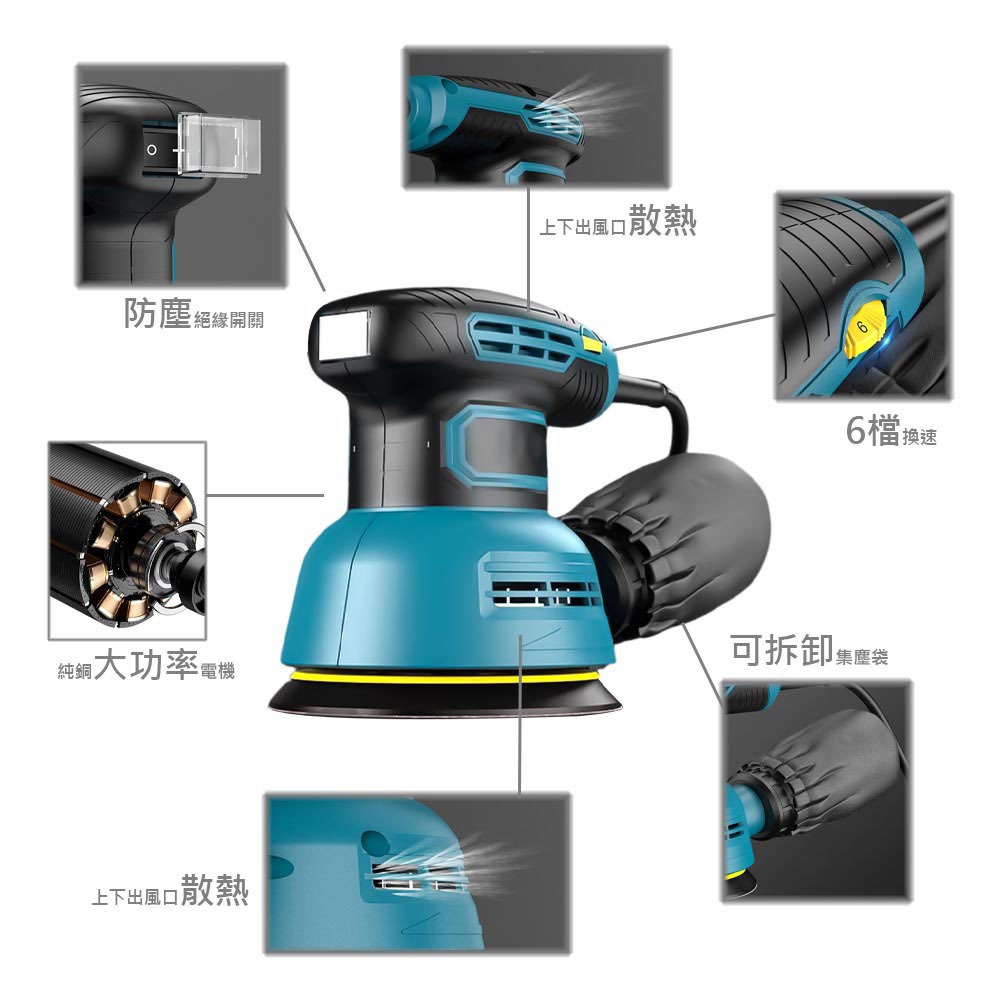 新款5吋6檔調速打磨機110V, , large