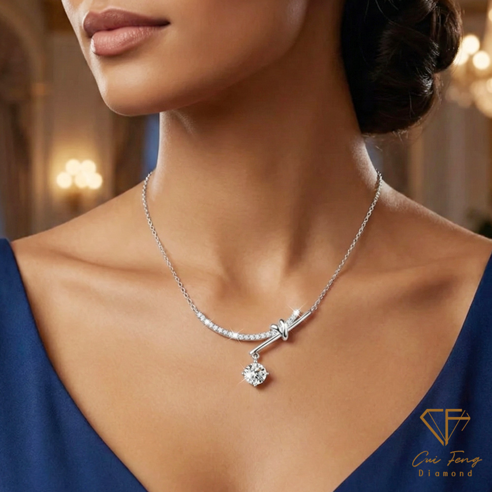 【CF鑽飾】項鍊 莫桑鑽《星之所繫》1克拉 白金色項墜, , large