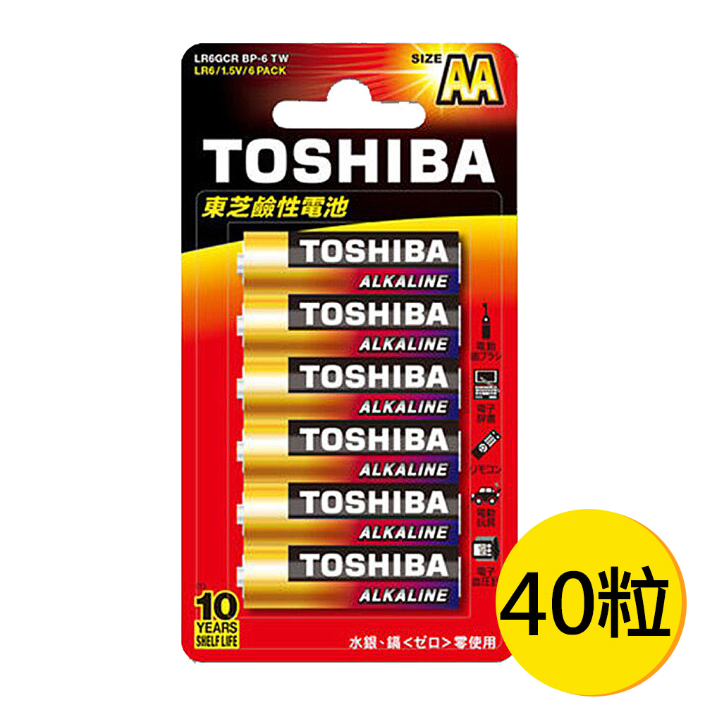 【TOSHIBA東芝】3號AA鹼性電池40入 吊卡裝(1.5V LR6), , large