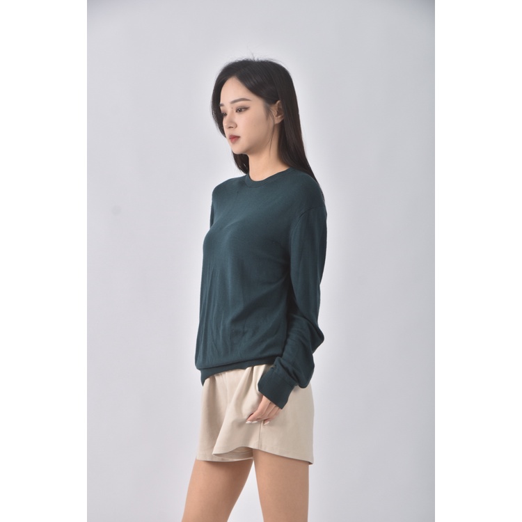 (S) uniqlo質感圓領綠色長袖上衣二手衣, , large