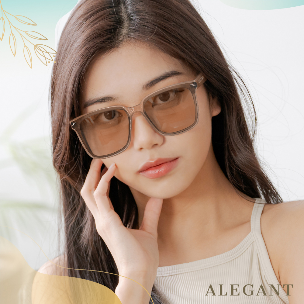 摩登風格輝夜黑輕量貓眼方框墨鏡/UV400太陽眼鏡〔ALEGANT〕, , large