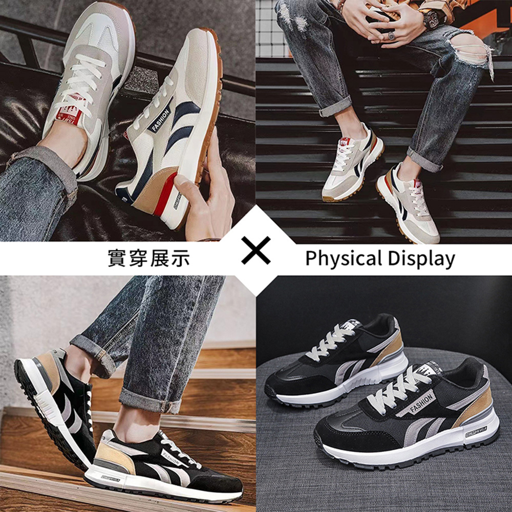 Breathable Sports Sneakers, 女款-黑色, large