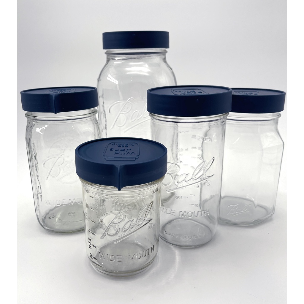WildJar Plastic Mason Jar Lids Wide Mouth-blue, , large