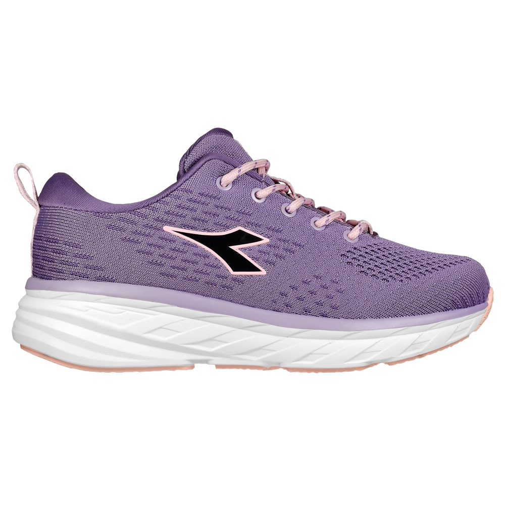 DIADORA迪亞多那 輕量避震慢跑鞋 女運動鞋 女鞋 透氣 針織 高彈鞋墊 緩震 回彈 吸震 厚底 耐磨 防滑 黑 紫, , large